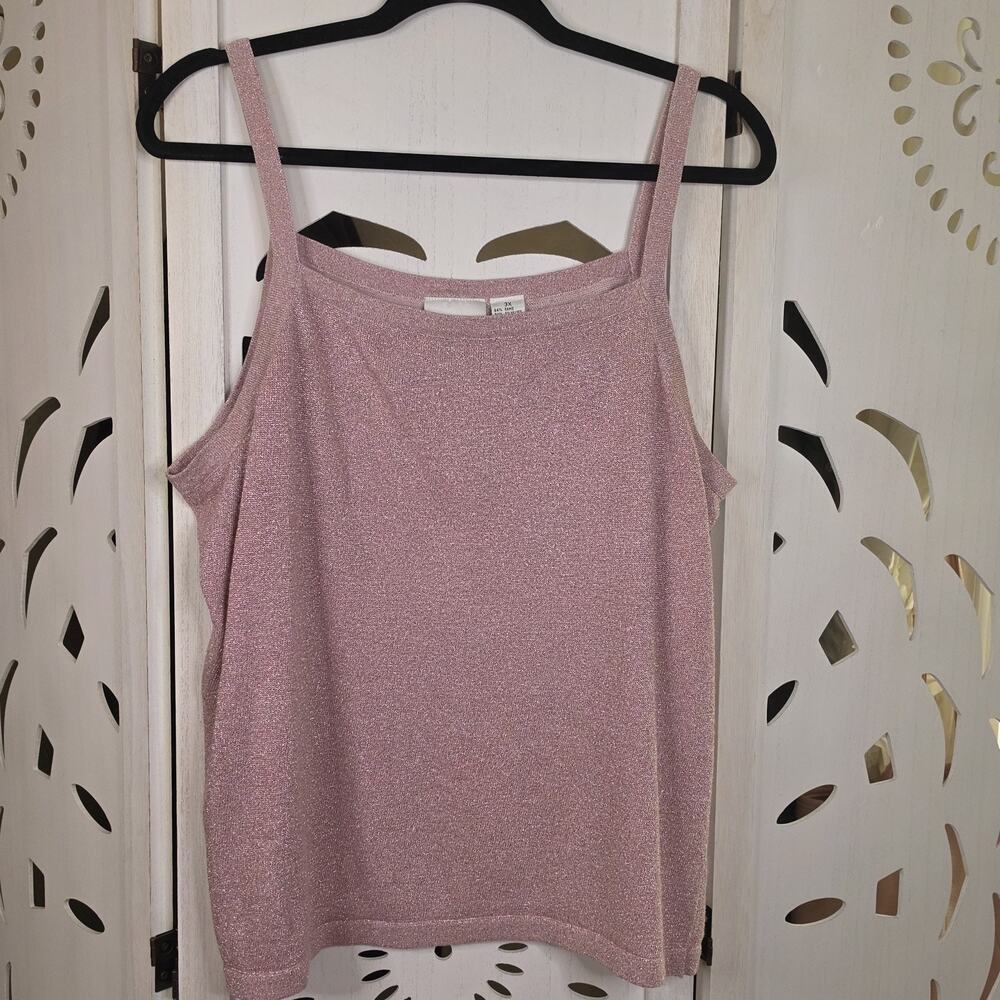 VTG Y2K Fashion Bug Women's Metallic Sleeveless Pink Top Size 3X